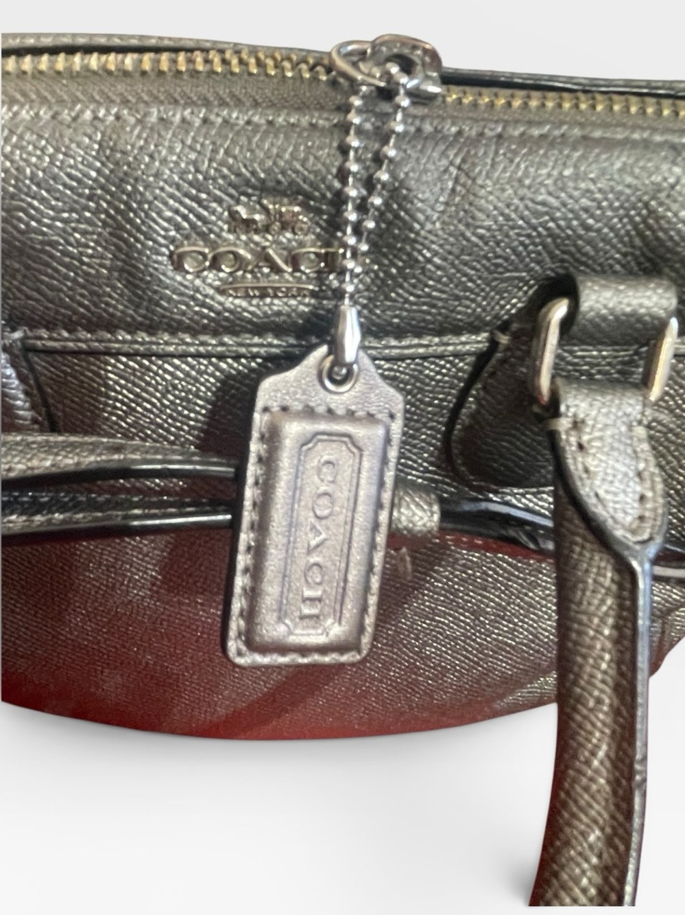 Coach Mini Bennett Satchel / Crossbody – Gunmetal Metallic Leather - Picture 3 of 13